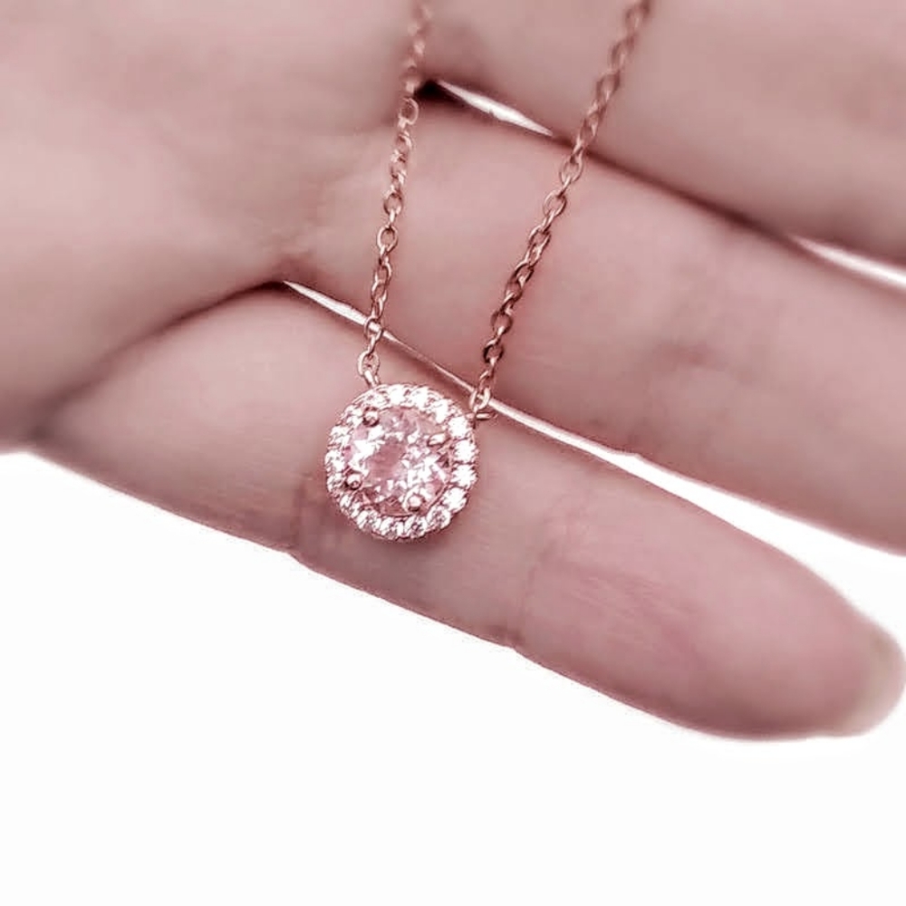 SOLD Natural Morganite 14K over 925 Pendant Chain